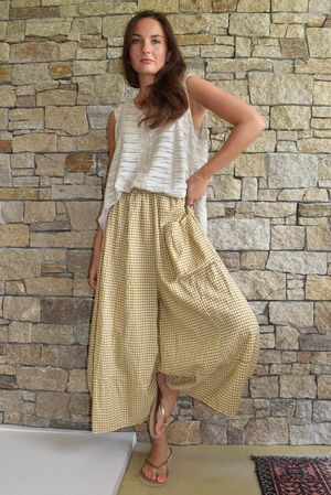 Arbi Gingham Pocket Culotte Pant Mustard